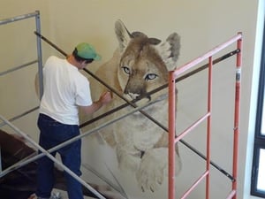 Mountain Lion takes shape in the Nature Nook at Walking Mountains